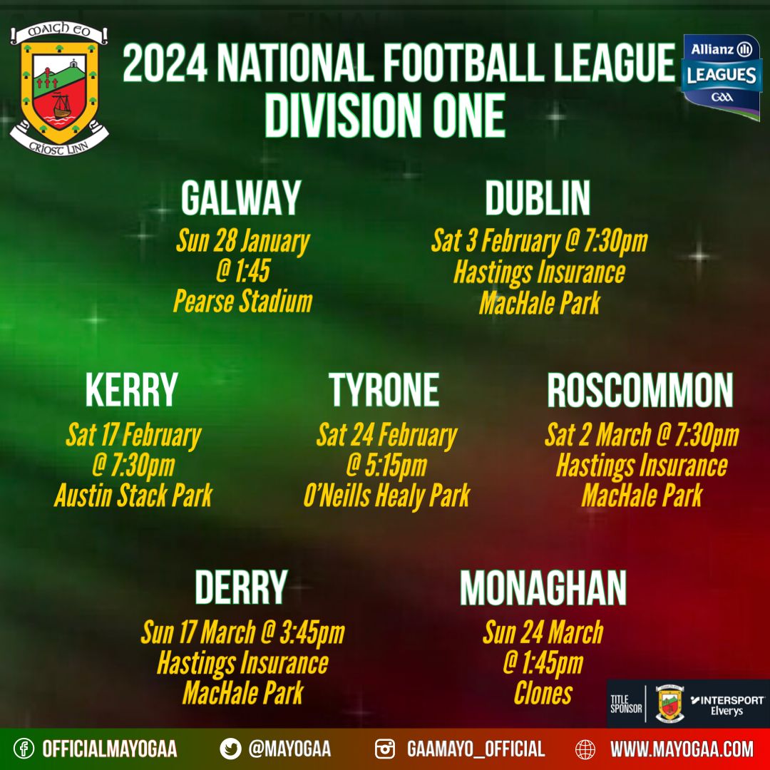 Mayo GAA 2024 Inter County Football Fixtures Ticket Sales Mayo GAA